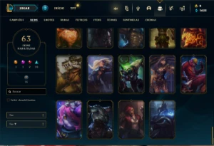 Conta Unrnaked com 100 Champs e 63 Skins + 3 Vitoriosas - League of Legends LOL