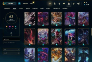 Conta Unrnaked com 100 Champs e 63 Skins + 3 Vitoriosas - League of Legends LOL