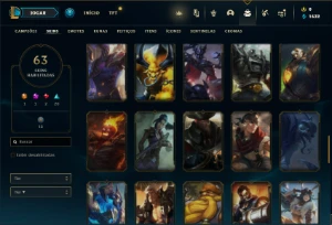 Conta Unrnaked com 100 Champs e 63 Skins + 3 Vitoriosas - League of Legends LOL