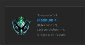 CONTA PLAT 4 BARATINHA COM MMR BOM - League of Legends LOL