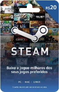 Steam Gift Card - Cartão Pré Pago R$ 20 - Gift Cards