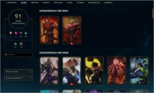CONTA LOL LVL 282, 91 SKINS, D3 S10 , 83 champs. - League of Legends