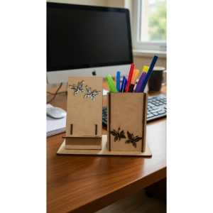 Kit suporte porta celular com porta caneta... - Artesanato e Personalizados