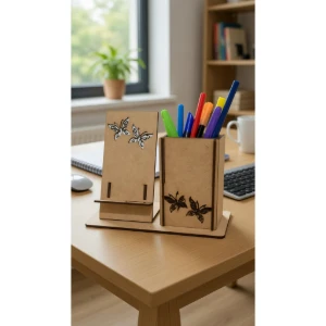 Kit suporte porta celular com porta caneta... - Artesanato e Personalizados