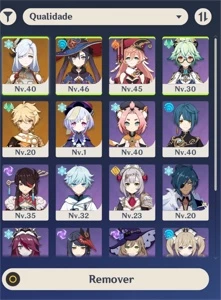 AR 32 América com Shenhe + Mona + Qiqi + Garantido - Genshin Impact