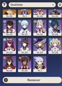 AR 32 América com Shenhe + Mona + Qiqi + Garantido - Genshin Impact