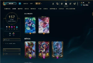 Prata 3 com TODOS os champs e 157 Skins +1 Prestigio - League of Legends LOL