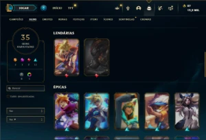 Bronze 4 com 80 Champs e 35 Skins + 2 Fragmentos - League of Legends LOL