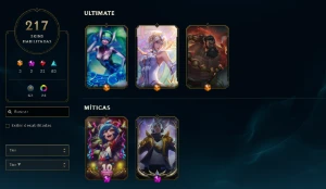 conta lol 217 skins lvl 557