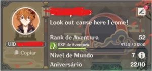Conta AR 52, Venti, Childe, Mona, Keqing, Albedo e Qiqi - Genshin Impact