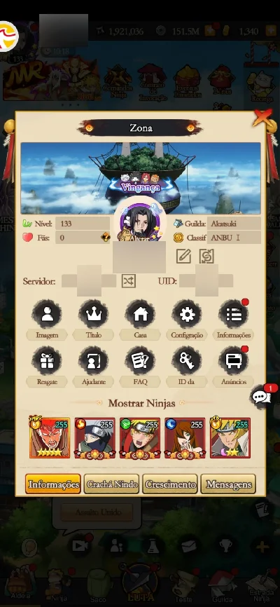 Quero vender essa conta pois não tenho mais interesse d joga - Naruto Online