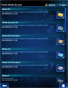 Duel links Yugioh 3k Gemas 2 Bilhetes Dos Sonhos Varias Urs - Outros
