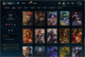 Conta prata 2 com 55 skins e 75 champs 225k de Thresh - League of Legends LOL
