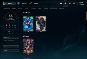 Conta prata 2 com 55 skins e 75 champs 225k de Thresh - League of Legends LOL