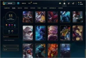 Conta prata 2 com 55 skins e 75 champs 225k de Thresh - League of Legends LOL