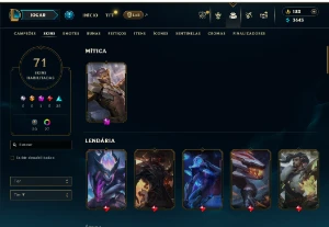 Esmeralda 2 com 150 Champs e 71 Skins + 1 Prestigio do Sylas - League of Legends LOL