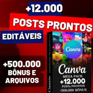 Artes Editáveis +12.000 Posts Prontos + 500 Bônus Exclusivos - Redes Sociais