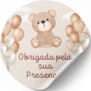 50 Adesivos de Ursinho Marrom - Agradecimento - Artesanato e Personalizados