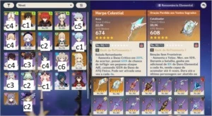 Zhongli C1, Diluc, Jean, Qiqi, Keqing, Harpa, Oração AR 55 - Genshin Impact