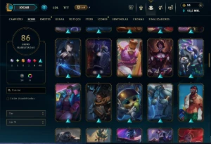Conta de LoL, 86 skins, lv. 125, +120 campeões, único dono, - League of Legends