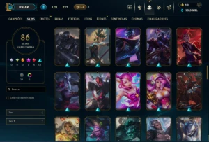 Conta de LoL, 86 skins, lv. 125, +120 campeões, único dono, - League of Legends