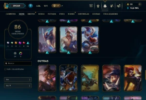Conta de LoL, 86 skins, lv. 125, +120 campeões, único dono, - League of Legends