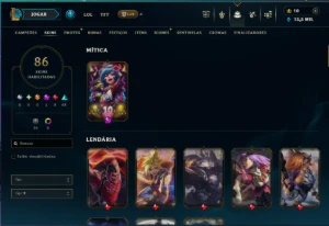 Conta de LoL, 86 skins, lv. 125, +120 campeões, único dono,