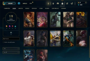 Bronze 4 com 50 Champs e 19 Skins - League of Legends LOL