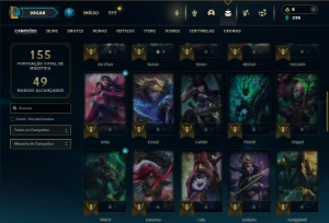 Bronze 4 com 50 Champs e 19 Skins - League of Legends LOL