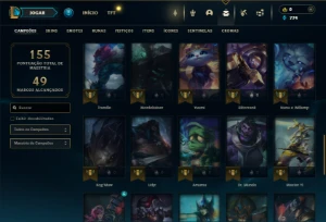 Bronze 4 com 50 Champs e 19 Skins - League of Legends LOL