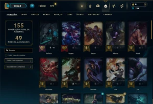 Bronze 4 com 50 Champs e 19 Skins - League of Legends LOL