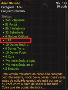 Anel Glursao +1PA Helioboros - Dofus