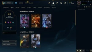 CONTA LEAGUE OF LEGENDS - OURO 3 - 23 Skins - 49 Campeões LOL