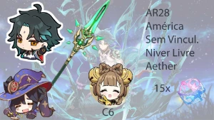 AR28 - Xiao + Jade + Mona + YaoYao C6 + 15 tiros - Genshin Impact