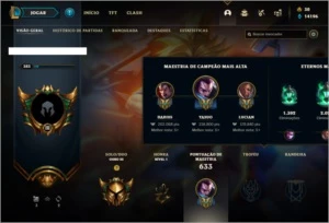 Conta ouro 3 com TODOS os champ e 170 skins + 21 Maestrias 7 - League of Legends LOL