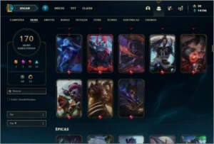 Conta ouro 3 com TODOS os champ e 170 skins + 21 Maestrias 7 - League of Legends LOL
