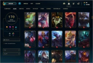 Conta ouro 3 com TODOS os champ e 170 skins + 21 Maestrias 7 - League of Legends LOL