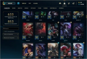 Conta ouro 3 com TODOS os champ e 170 skins + 21 Maestrias 7 - League of Legends LOL