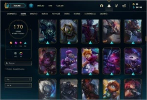 Conta ouro 3 com TODOS os champ e 170 skins + 21 Maestrias 7 - League of Legends LOL