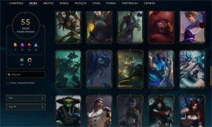 Platina 1 - 55 skins - 17 bandeiras de CLASH - League of Legends LOL