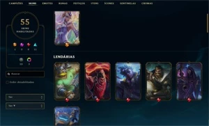 Platina 1 - 55 skins - 17 bandeiras de CLASH - League of Legends LOL