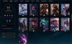 Platina 1 - 55 skins - 17 bandeiras de CLASH - League of Legends LOL