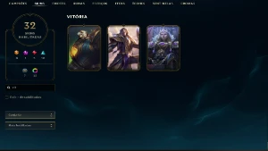 Esmeralda 4 com 55 Champs e 32 Skins + 15 Espolios - League of Legends LOL