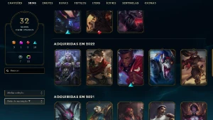 Esmeralda 4 com 55 Champs e 32 Skins + 15 Espolios - League of Legends LOL