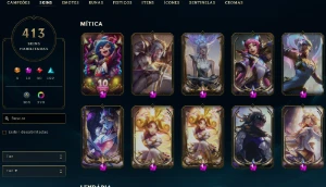 Conta Lol 413 Skins - Lv 818 - Varias Prestígios + 1600 Rp - League of Legends