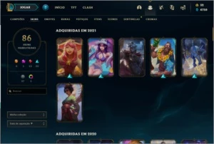 Conta de lol (ex platina plat 3) 121 champs;86 skins - League of Legends