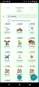 Pokémon Go Lvl 36 com Shiny e Lendários