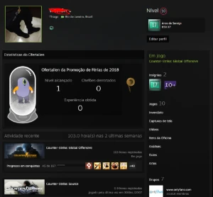 Conta Steam 17 Anos 40 Reais Na Carteira E Medalhas - Counter Strike CS