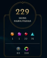 Conta prata 3 , 229 skins - League of Legends LOL