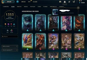 CONTA MESTRE 500 PDL + 1353 SKINS - League of Legends LOL